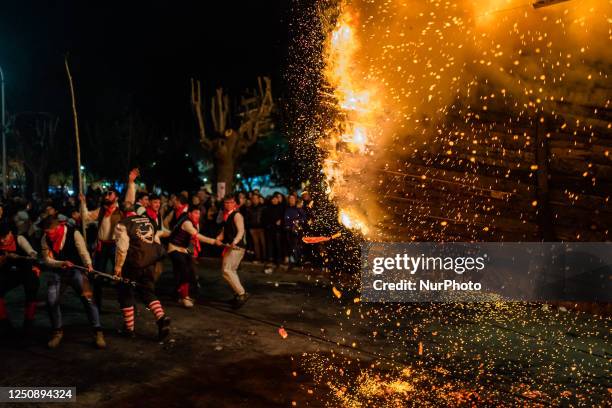 Fracchisti during the moving of the fracchie, April 7, 2023 in San Marco in Lamis. As every year in Holy Week and precisely on Friday in San Marco in...