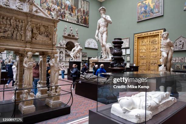 The Cast Courts including the statue of Michelangelos David at the V&A aka Victoria and Albert Museum on 7th March 2023 in London, United Kingdom....