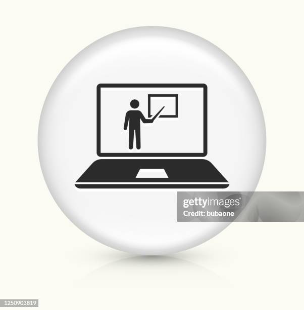laptop computer with virtual presentation icon - interactive screen presentation stock illustrations