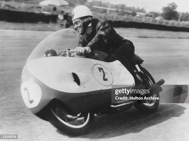 Geoff Duke of Great Britain seen during the Italian Grand Prix at Monza. Mandatory Credit: Allsport Hulton/Archive