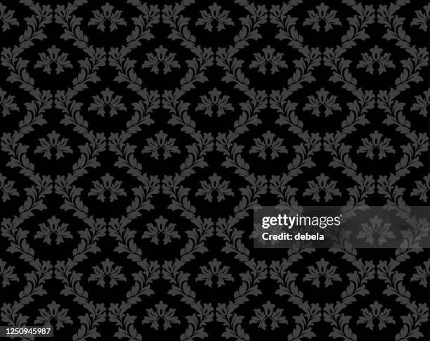 black damask luxury decorative textile pattern - damask stock illustrations
