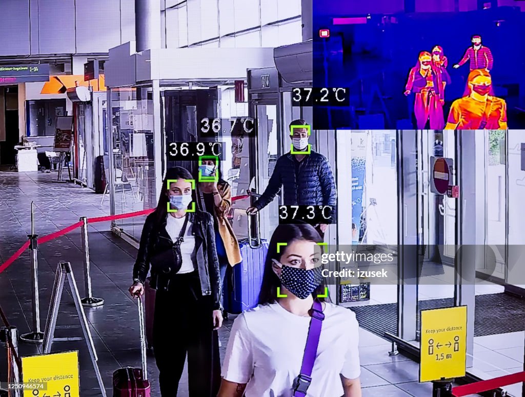 Temperature measurement at the airport terminal, thermal image