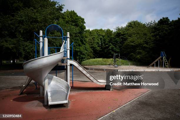 An empty playground in Llandaff Fields on June 20, 2020 in Cardiff, United Kingdom. The First Minister of Wales Mark Drakeford has continued the...