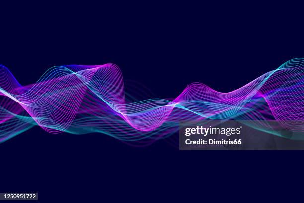 ilustrações de stock, clip art, desenhos animados e ícones de abstract flowing technology background - oscilação curvada