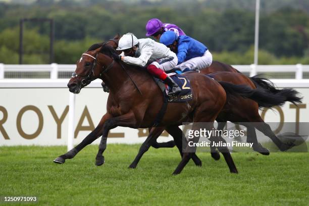 Palace Pier ridden by Frankie Dettori wins the St James's Palace Stakes during Day Five of Royal Ascot 2020 at Ascot Racecourse on June 20, 2020 in...