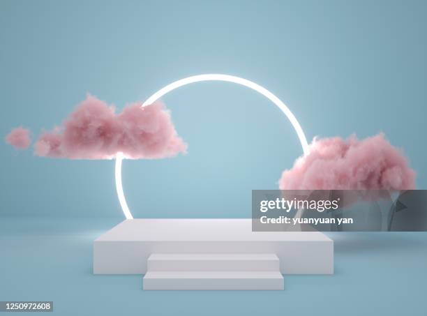 3d rendering exhibition background - 3d clouds stock pictures, royalty-free photos & images