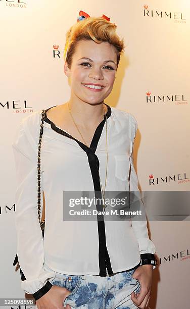 Georgie Okel attends the Rimmel & Kate Moss Party to celebrate their 10 year partnership at Battersea Power station on September 15, 2011 in London,...