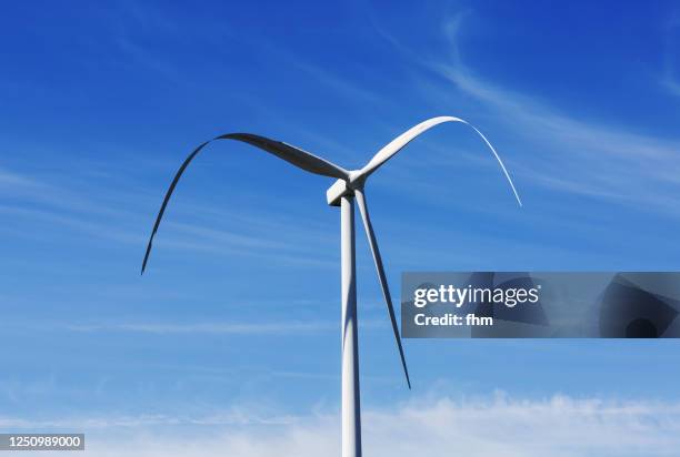 wind turbine with hanging propellers - electrical failure stock pictures, royalty-free photos & images