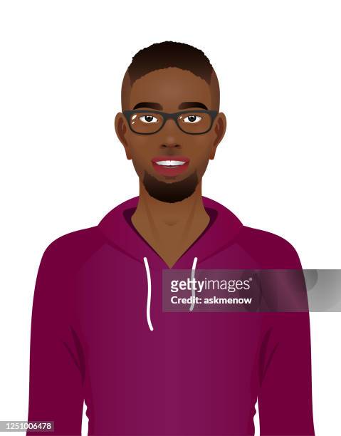 young black man in eyeglasses - brazilian ethnicity stock illustrations