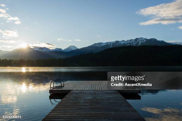 view of alta lake in summer - whistler bc stock pictures, royalty-free photos & images