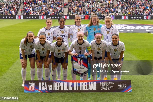 The U.S. Women's National Team lines up before the friendly match between the U.S. Women's National Team and the Republic of Ireland Women's National...