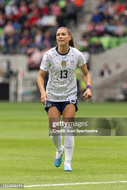 Women's National Team forward Alex Morgan readies for play during the friendly match between the U.S. Women's National Team and the Republic of...