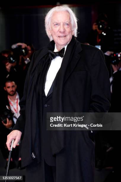 Donald Sutherland arrives at the premiere for 'The Burnt Orange Heresy' during the 76th Venice Film Festival on September 7, 2019 in Venice, Italy.
