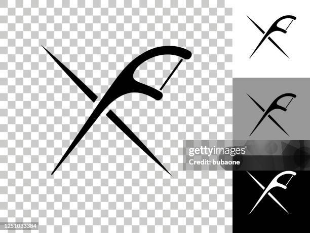 flossing tools icon on checkerboard transparent background - toothpick vector stock illustrations