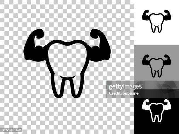 clean & strong teeth icon on checkerboard transparent background - different body types stock illustrations