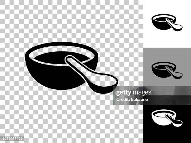 miso soup icon on checkerboard transparent background - miso paste stock illustrations