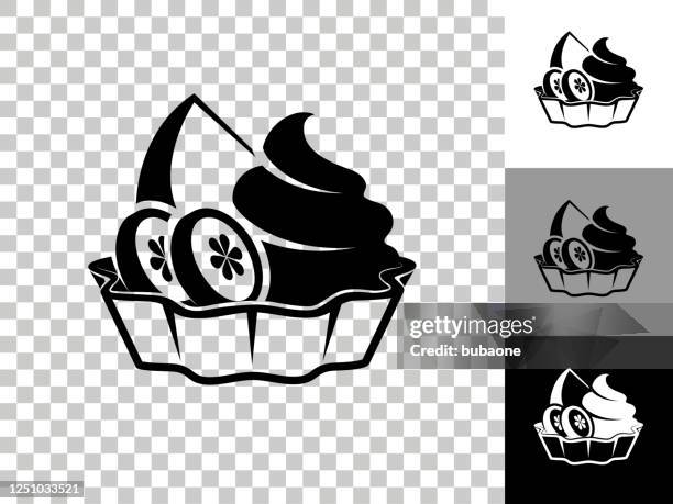 fruits & desserts icon on checkerboard transparent background - fruit salad white background stock illustrations