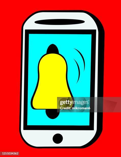 ringing ringtone on the phone screen, you have a new notification - bell telephone company stock pictures, royalty-free photos & images