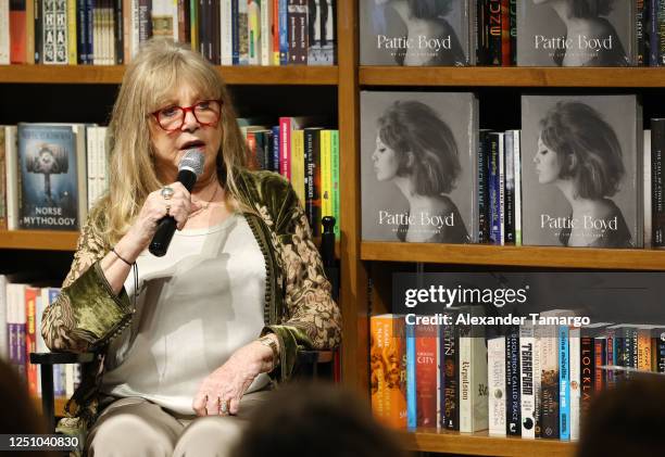 Pattie Boyd is seen at Books & Books where she presented her new book Pattie Boyd: My Life in Pictures on April 8, 2023 in Coral Gables, Florida.