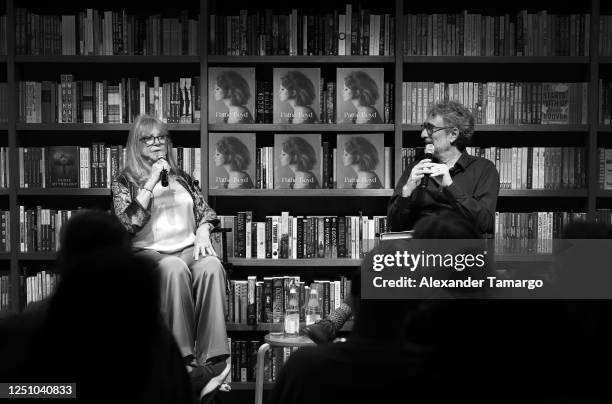 Image has been shot in black and white. Color version not available.) Pattie Boyd and Mitchell Kaplan are seen at Books & Books where Pattie Boyd...