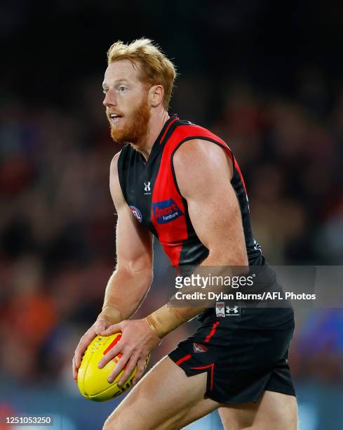 Andrew Phillips of the Bombers in action during the 2023 AFL Round 04 match between the Essendon Bombers and the GWS Giants at Marvel Stadium on...