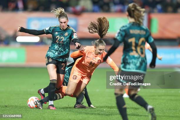 Jule Brand of Germany and Lieke Martens of Netherlands battle for the ball during the Women's international friendly match between Netherlands and...