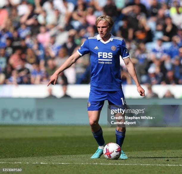 Leicester City's Victor Kristiansen during the Premier League match between Leicester City and AFC Bournemouth at The King Power Stadium on April 8,...