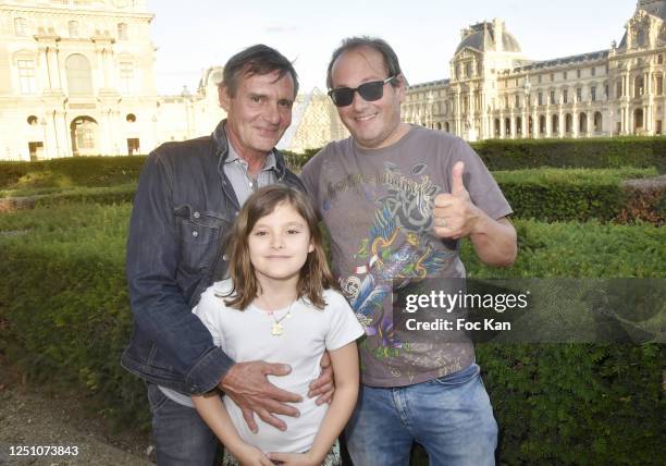 Sculptor Thierry Reiss, Oceane and Artist Frederic Clopet de Grovestins attend Valentin Cavaillé de Nogaret Birthday Party at Jardin du Carrousel on...