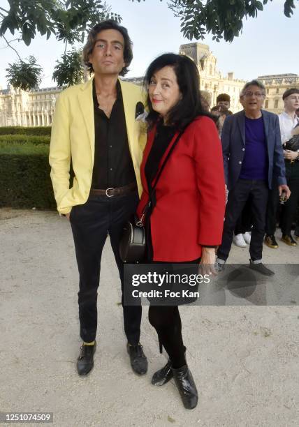 Simon Collin and PR Sylvana Lorenz from Pierre Cardin attend Valentin Cavaillé de Nogaret Birthday Party at Jardin du Carrousel on June 16, 2020 in...