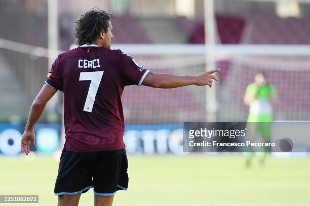 Alessio Cerci of US Salernitana during the serie B match between US Salernitana and SC Pisa on June 20, 2020 in Salerno, Italy.