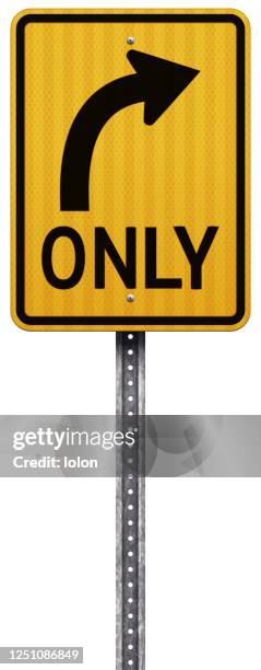yellow one way road sign vector illustration on white background - traffic rules stock illustrations