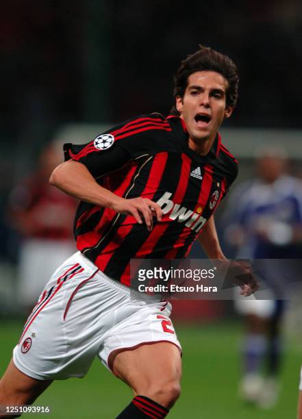 Kaka of AC Milan in action during the UEFA Champions League Group H match between AC Milan and Anderlecht at the Stadio Giuseppe Meazza on November...