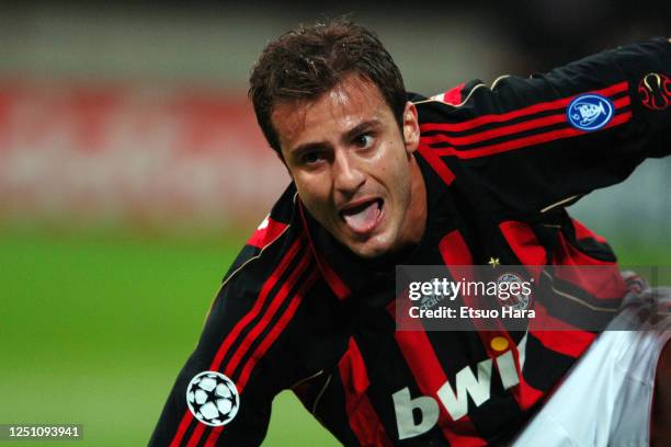 Alberto Gilardino of AC Milan reacts during the UEFA Champions League Group H match between AC Milan and Anderlecht at the Stadio Giuseppe Meazza on...