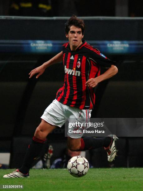 Kaka of AC Milan in action during the UEFA Champions League Group H match between AC Milan and Anderlecht at the Stadio Giuseppe Meazza on November...