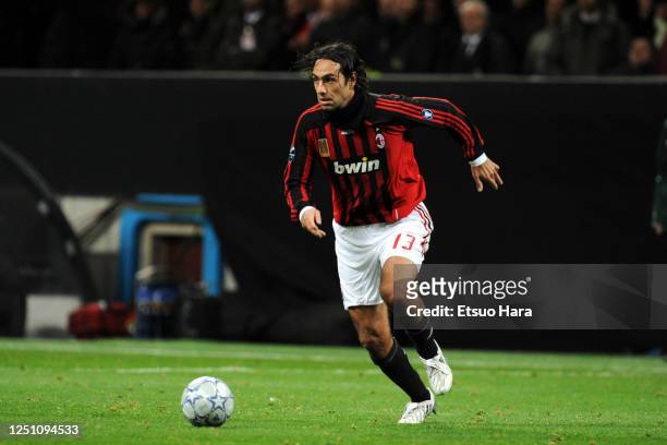 Alessandro Nesta of AC Milan in action during the UEFA Champions League Round of 16 second leg match between AC Milan and Arsenal at the Stadio...