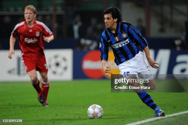 Nicolas Burdisso of Inter Milan in action during the UEFA Champions League Round of 16 second leg match between Inter Milan and Liverpool at the...