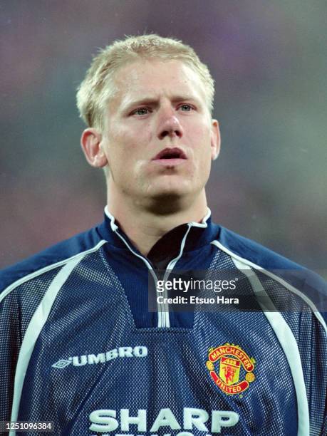 Peter Schmeichel of Manchester United is seen prior to the UEFA Champions League Group D match between Bayern Munich and Manchester United at the...