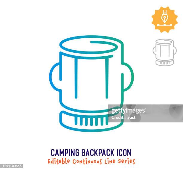 camping backpack continuous line editable stroke line - packing backpack stock illustrations