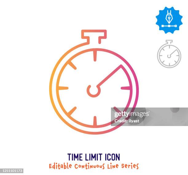zeitlimit kontinuierliche linie editierbare strichlinie - alarm clock stock-grafiken, -clipart, -cartoons und -symbole