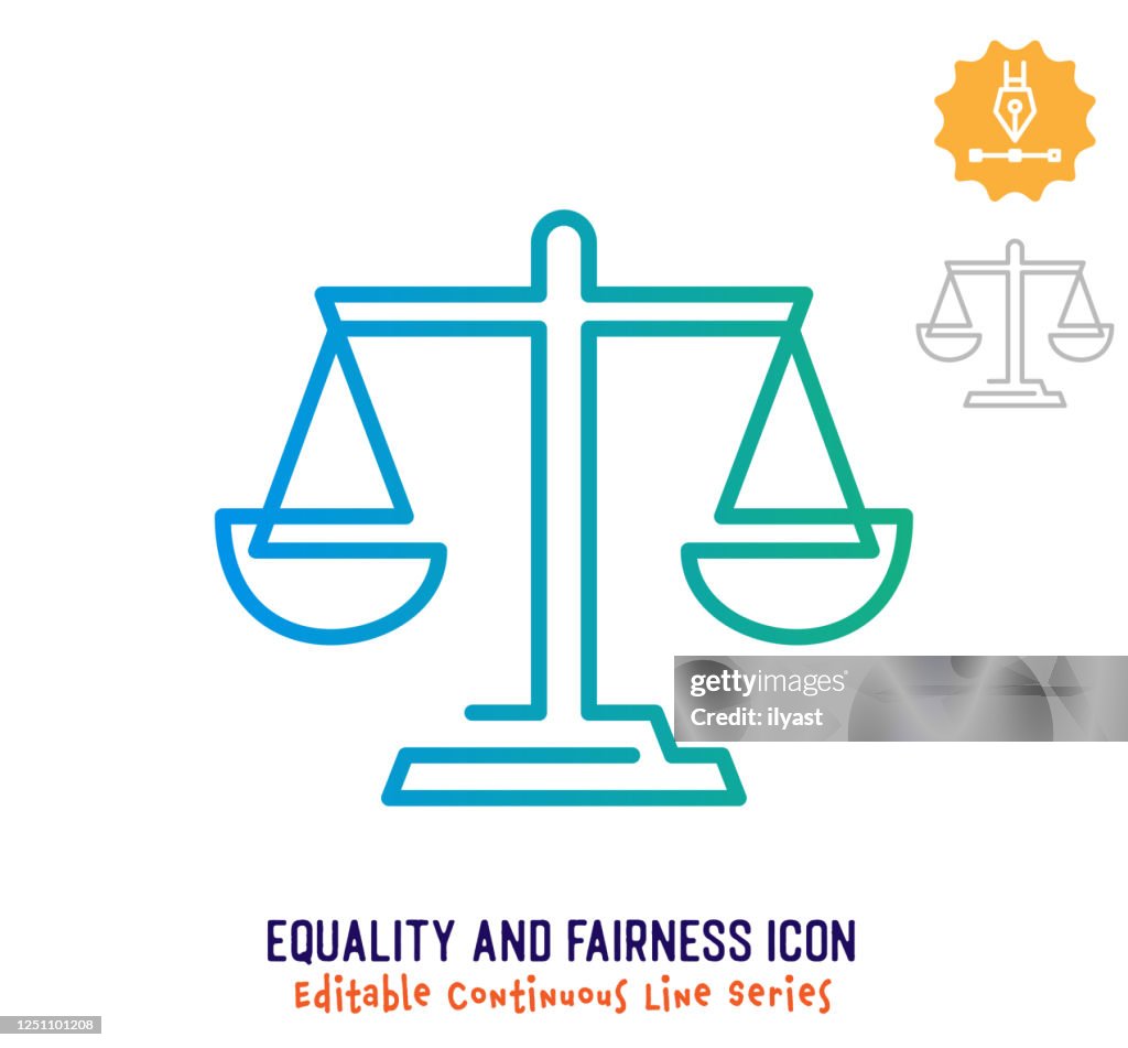 Línea de trazo editable de línea continua de Igualdad y Equidad