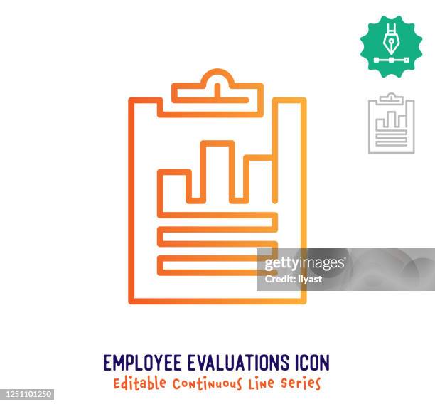 employee evaluations continuous line editable stroke line - comparing notes stock illustrations