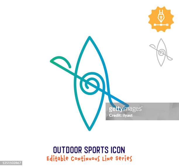 outdoor sports continuous line editable stroke line - boat deck stock illustrations