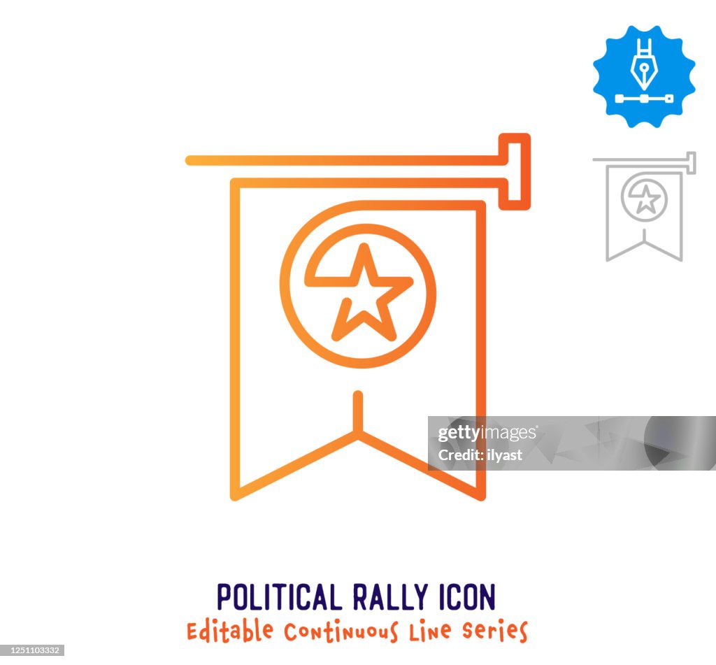 Political Rally Gray Color Political Rally Continuous Line Editable Stroke Line High-Res Vector ...