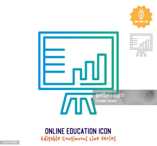 online education continuous line editable stroke line - continuous-learning-icon stock illustrations