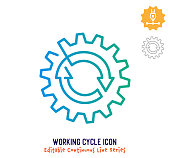 Working Cycle Continuous Line Editable Stroke Line