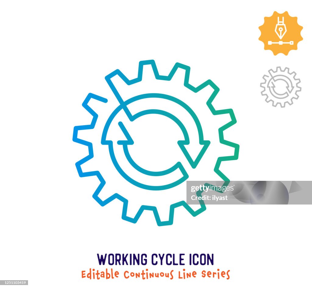 Work Cycle Vector Working Cycle Continuous Line Editable Stroke Line High-Res Vector ...