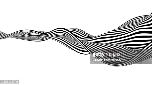 abstract flowing black and white lines background - flying fabric stock illustrations