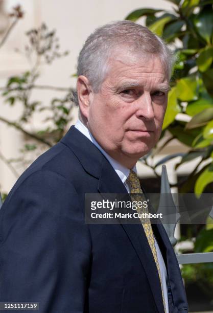 Prince Andrew, Duke of York attends the Easter Mattins Service at St George's Chapel at Windsor Castle on April 9, 2023 in Windsor, England.