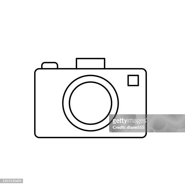 kamera sommer-symbol thin line style - fotografische themen stock-grafiken, -clipart, -cartoons und -symbole
