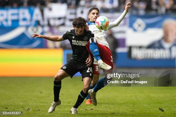 Antonio Foti of Hannover 96 and Ludovit Reis of Hamburger SV controls the ball during the Second Bundesliga match between Hamburger SV and Hannover...